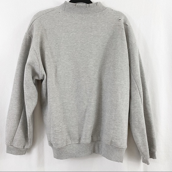 Honey Punch Distressed Grey High Neck Sweatshirt Oversized - Picture 2 of 9